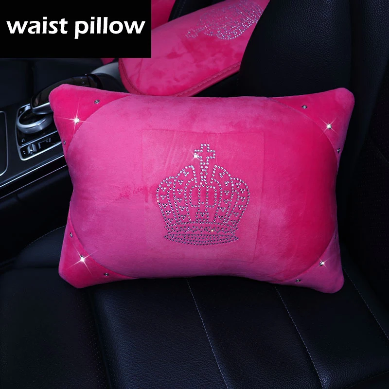 Подушка под шею в виде хрустальной короны для автомобиля розовая подушка