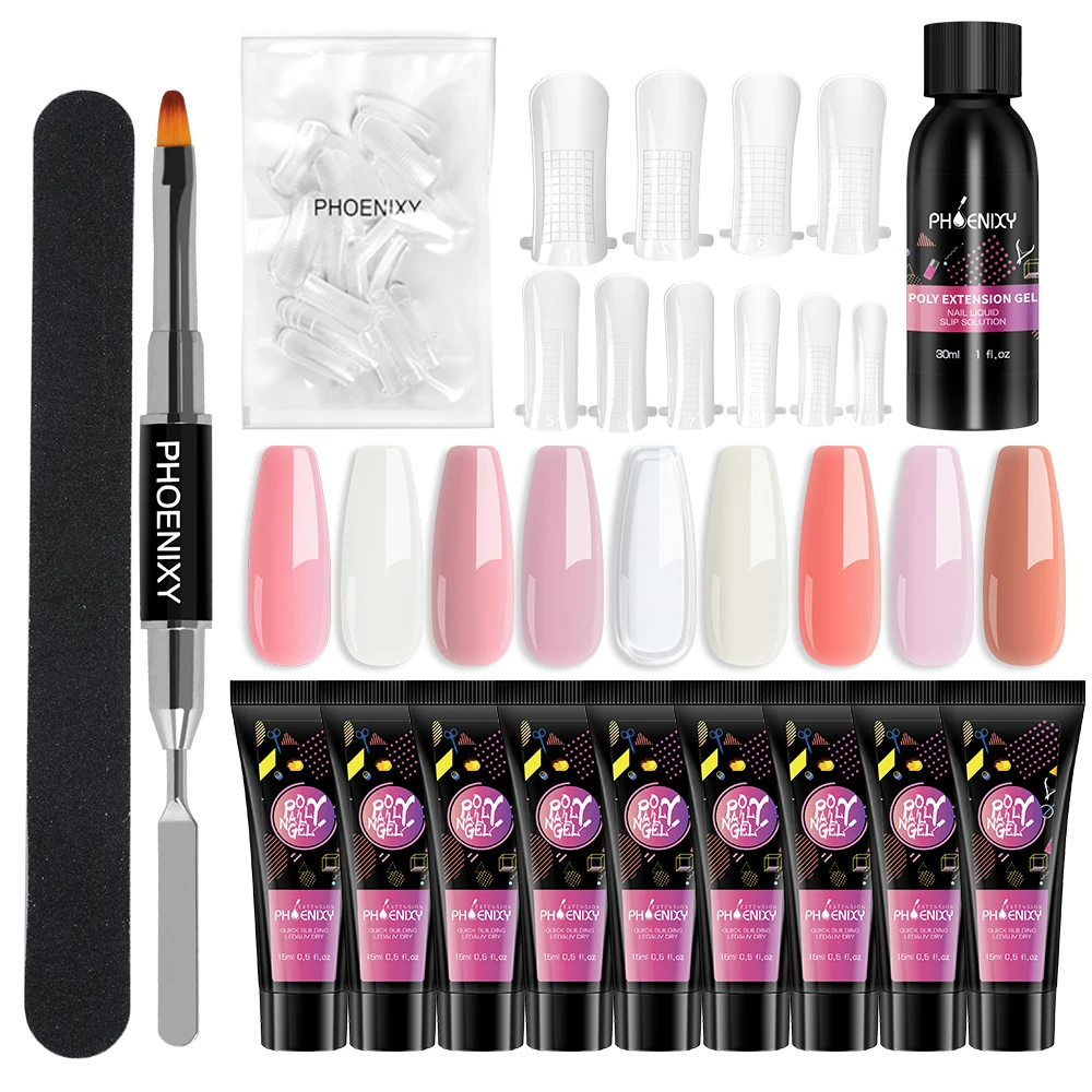

Poly Extension Gel Set Semi Permanent Varnish Set for Building Gel Varnish Quick Gel Kit Nail Manicure Tools Gel Extension Set