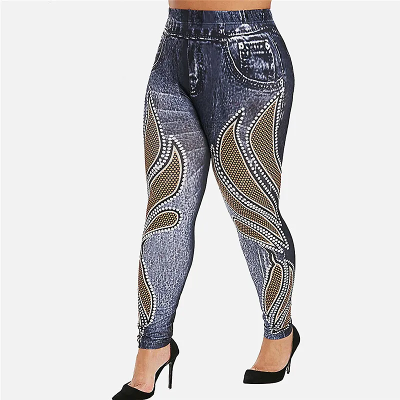 Женские джинсы карандаш с высокой талией и принтом павлина|Брюки| |