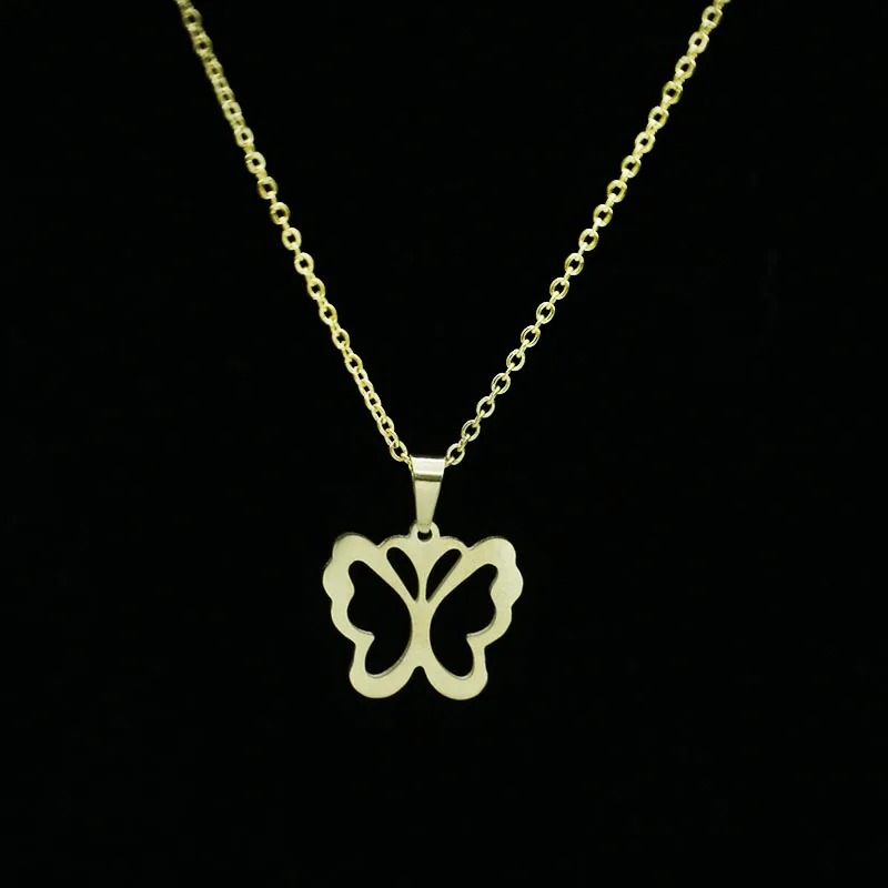 Ожерелье из нержавеющей стали для женщин и мужчин Золотая подвеска-бабочка