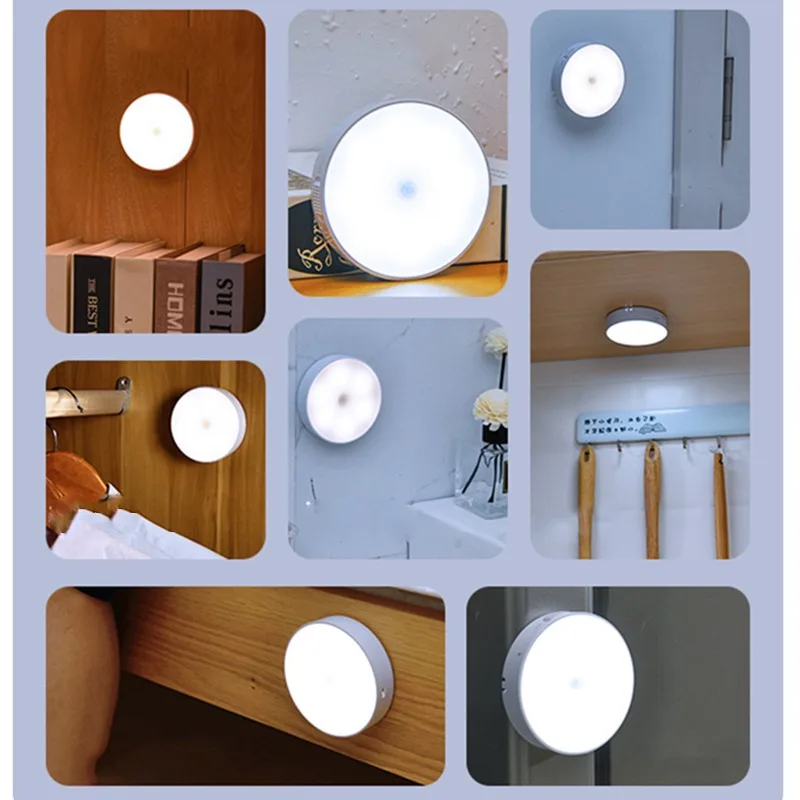 

LED Motion Sensor Light Night Light USB Rechargeable Sensor Wireless Energy-saving Bedroom Cabinet Light Body Induction Lamp