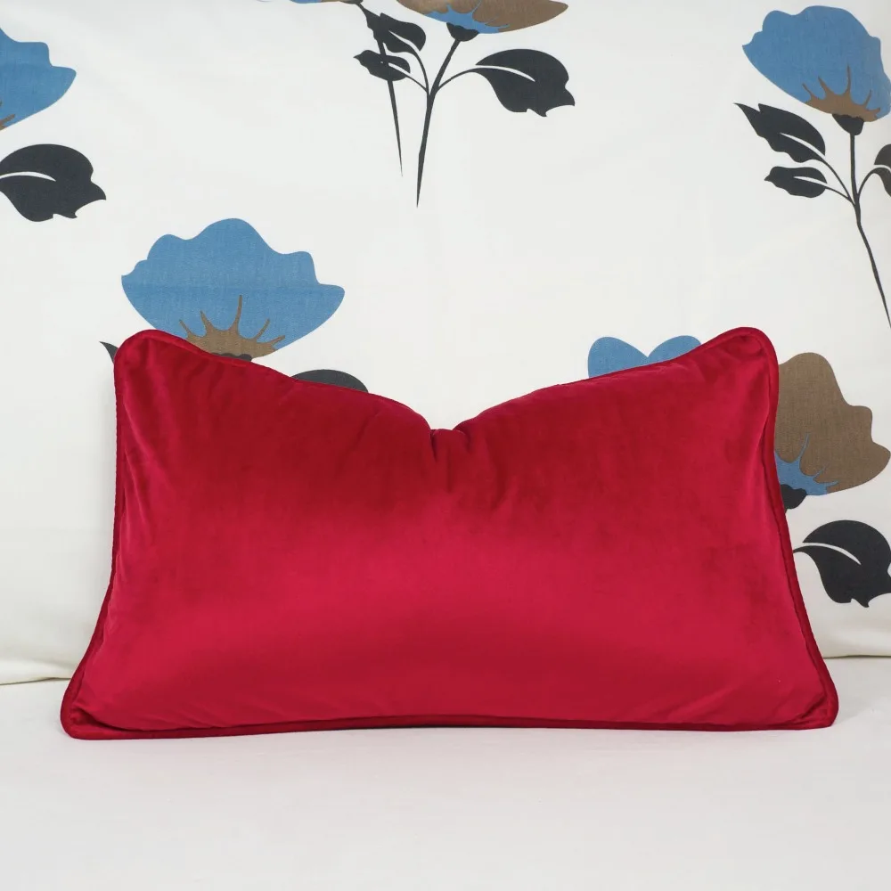 Ярко красная бархатная наволочка для подушки с рисунком|cushion cover|designer cushion coversvelvet