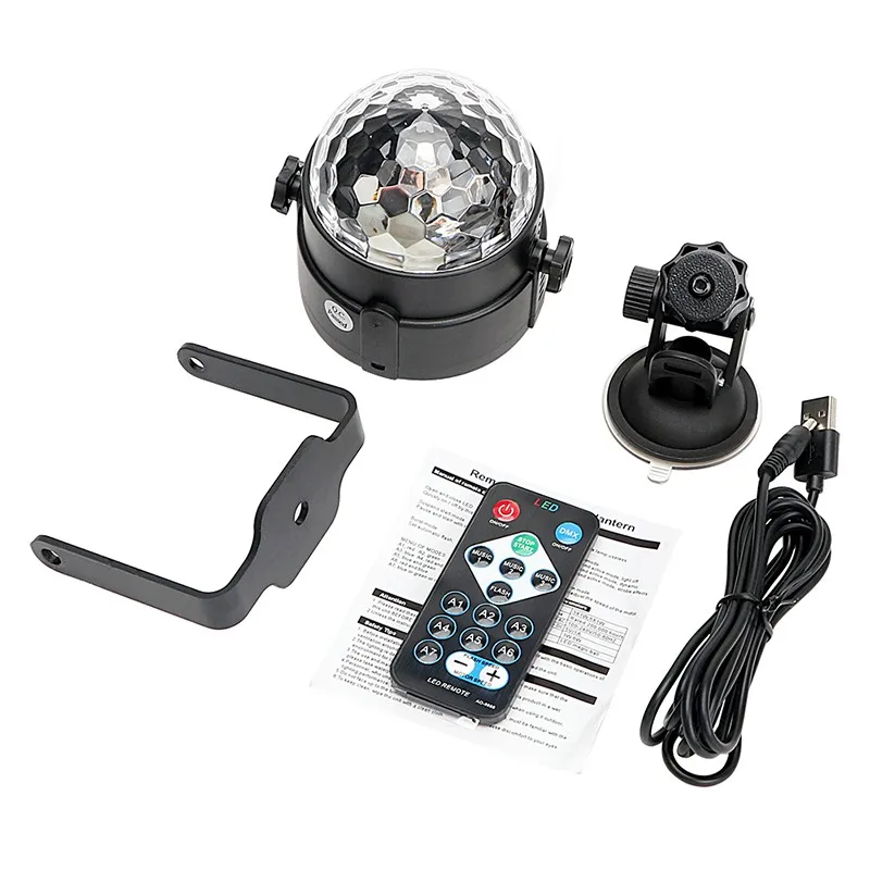 Disco USB Light Party Laser For Car DJ Magic Ball Sound Control Moving Lamp Head vehicle Projector Stage Lights | Освещение