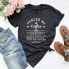 Забавная Футболка с принтом кофе и кантри, забавный подарок для любителей кофе Унисекс, повседневная женская футболка с графическим рокером, гранж топы, футболки