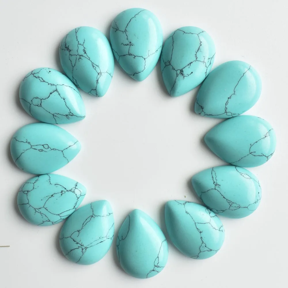 

Wholesale 12pcs/lot 25x18mm fashion Synthetic stone blue teardrop CAB CABOCHON beads for DIY jewelry accessories free shippping