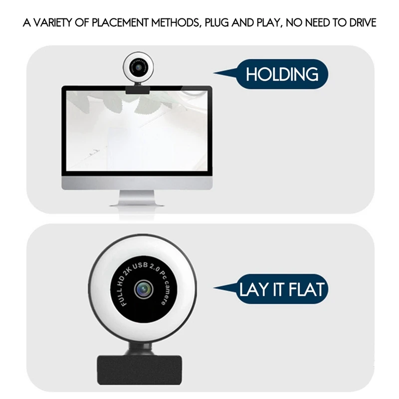 Internet Celebrity Live Broadcast Beauty Supplement Light Computer Camera USB Drive-Free HD Webcam with Microphone | Электроника