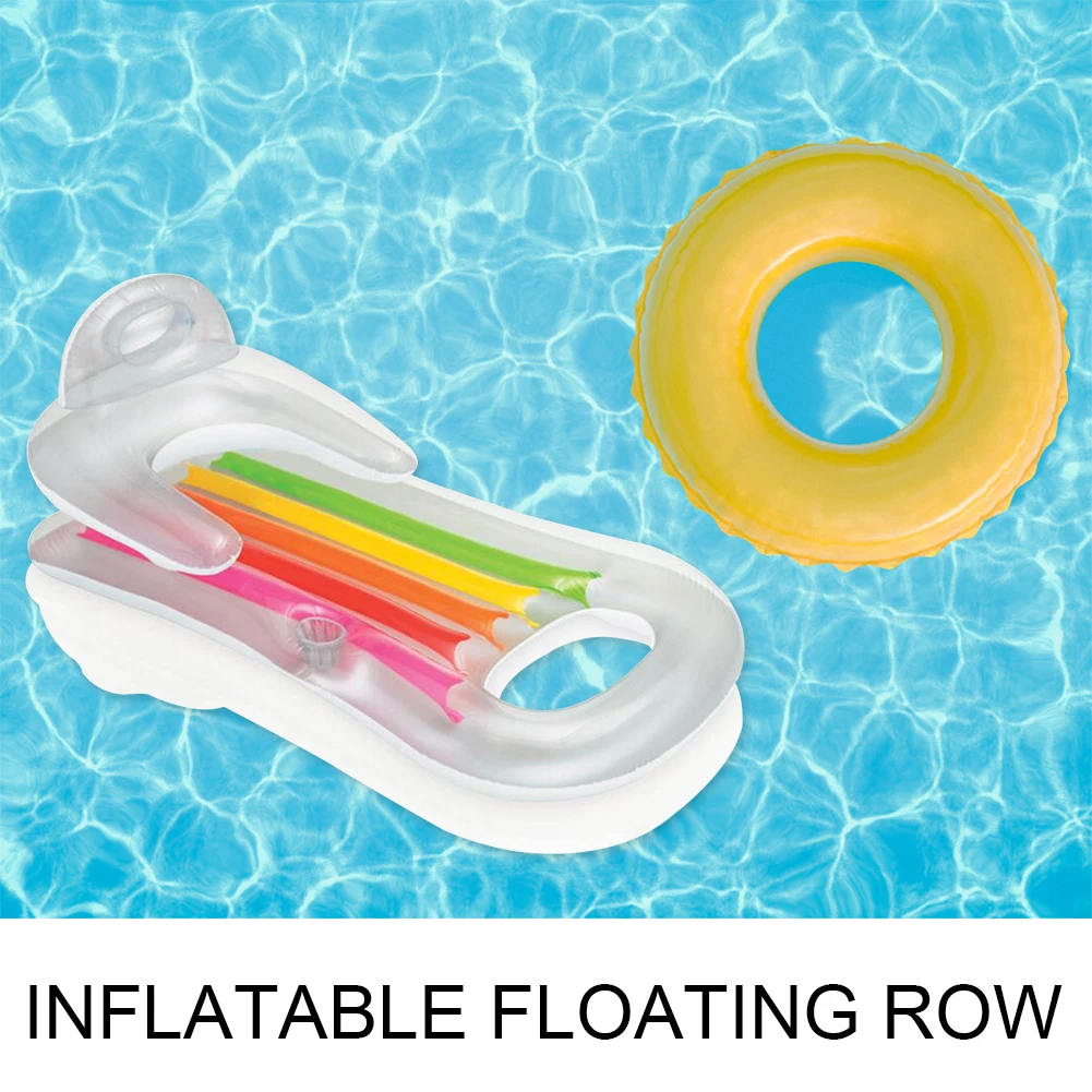 

Inflatable Floating Row Swimming Pool Air Mattress Summer Float Lounger Chair with Cup Hole Swimming Accessories