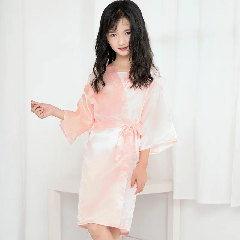 Белый однотонный банный халат для детей с поясом повседневное интимное белье