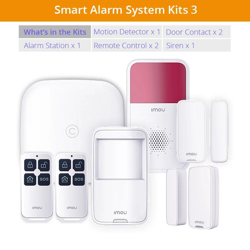 Alarm System Kits3 Dahua Imou умная сигнализация с сигнализацией детектор движения дверной контакт сирена дистанционное управление Умный дом решение безопасности - Цвет: Alarm System Kits3