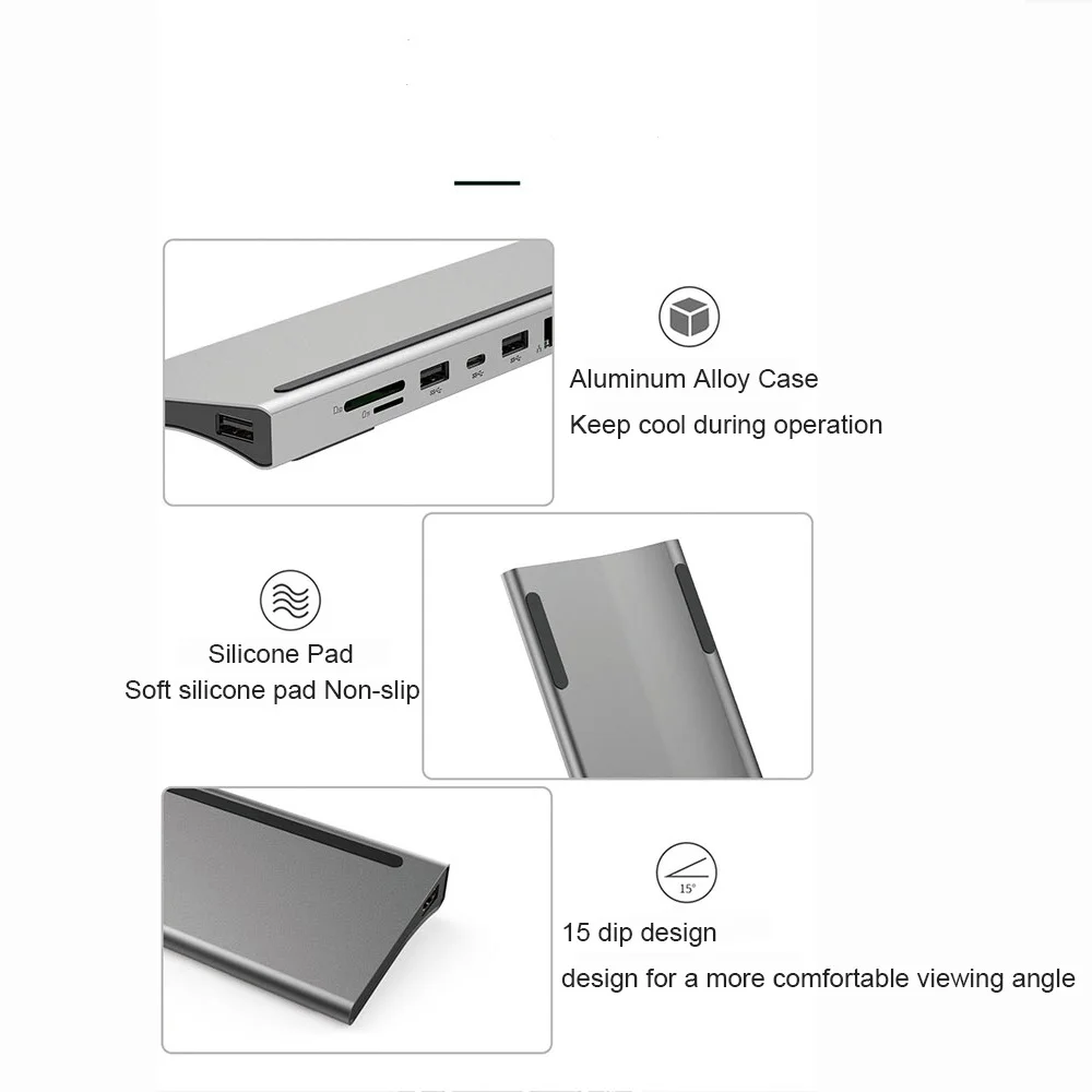11 в 1 USB C док-станция для ноутбука Type к HDMI VGA RJ45 Ethernet 3 0 SD/TF кардридер с PD зарядкой