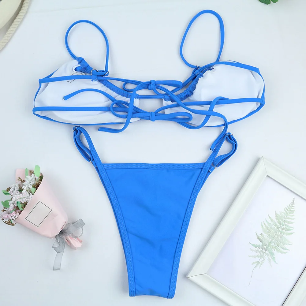 

Big Sale Sexy Bikinis Solid Push Up Bikini 2021 Hot Sale Padded Bra Straps High Waist Swimsuit Female Swimwear Women Biquini
