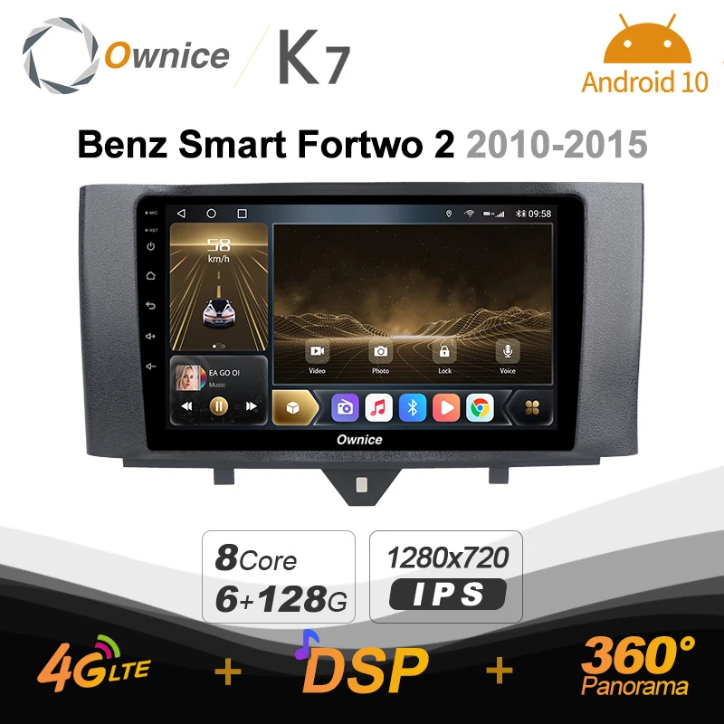 Автомобильный радиоприемник Ownice K7 6G + 128G Android 10 0 для Mercedes Benz Smart Fortwo 2 2010 - 2015 GPS 2din 4G