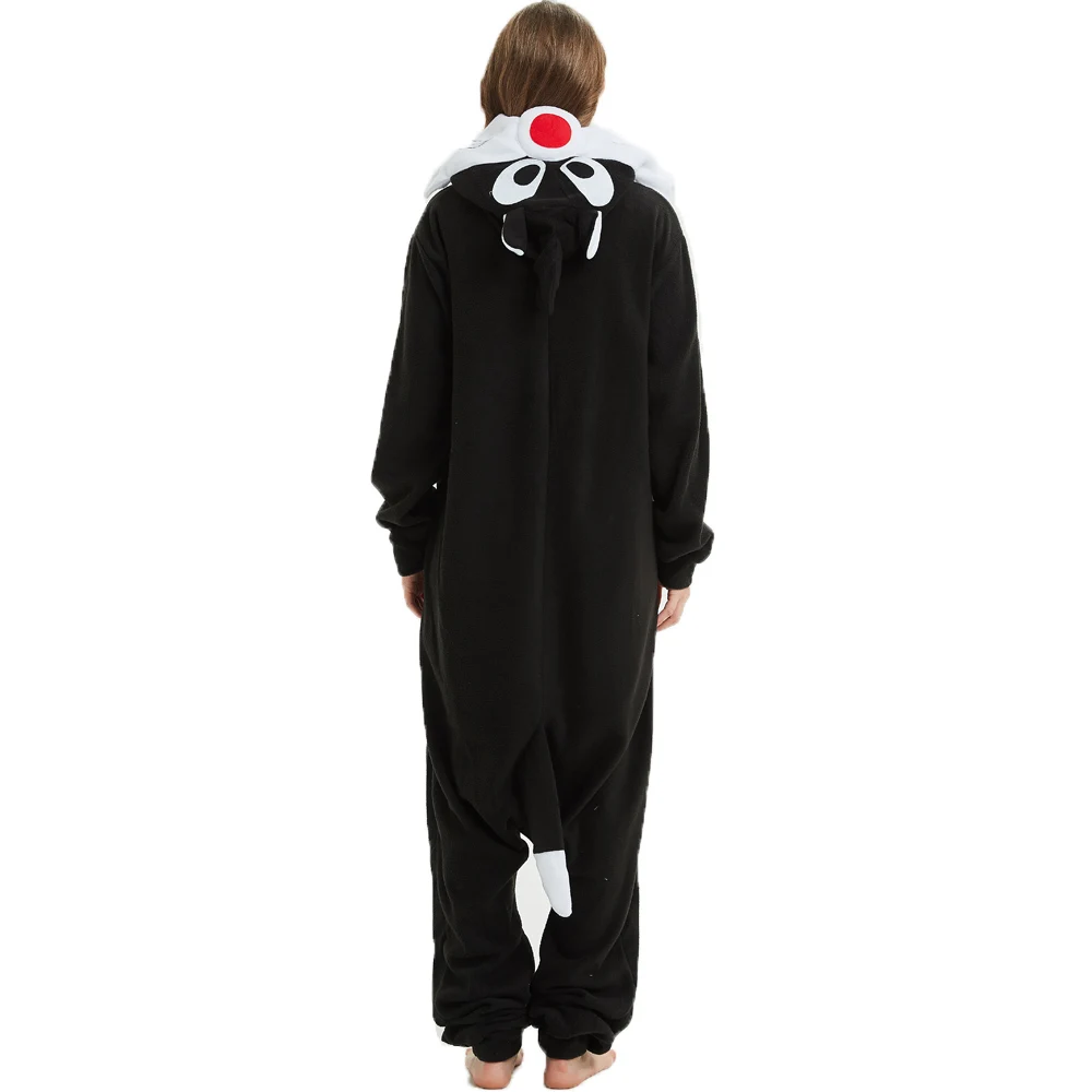 

Women Black Wolf Onesies Unisex Autumn Winter Animal Onesies Nightie Anime Costumes Adults Fleece Sleepwear Men Pajamas
