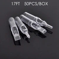 50pcslot tattoo tips tubes 17ft disposable transparent plastic flat tips sterilized tubes tattoo supplies
