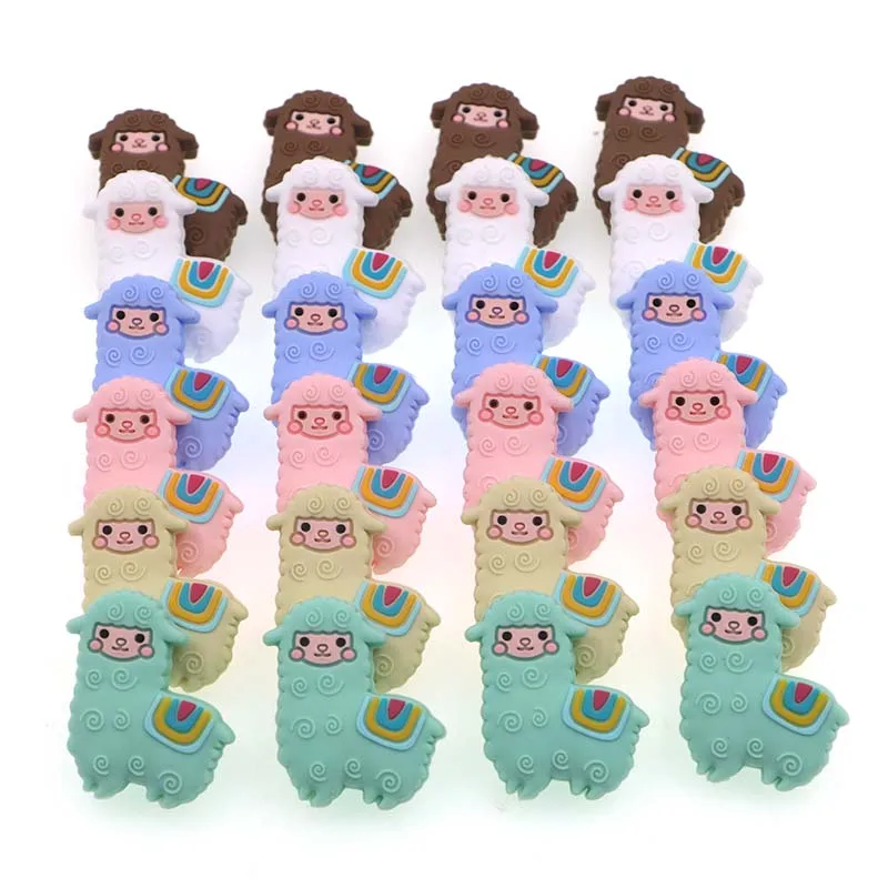

Kovict 50/100pcs Sheep Silicone Beads Baby Molar Teether DIY Pacifier Chain Jewelry Accessories Chewable Nursing Toys