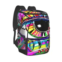 Picnic Cooler Backpack Abstract Colorful Eye Art Waterproof Thermo Bag Refrigerator Fresh Keeping Thermal Insulated Bag