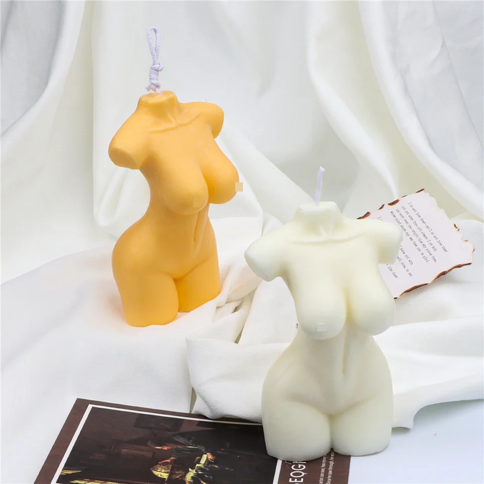 

Middle Size Huge Breasts Silicone Human Body Female Slim Candle Mold Aroma Waist Sculpture 3D Painted Hand-made Nude Statue