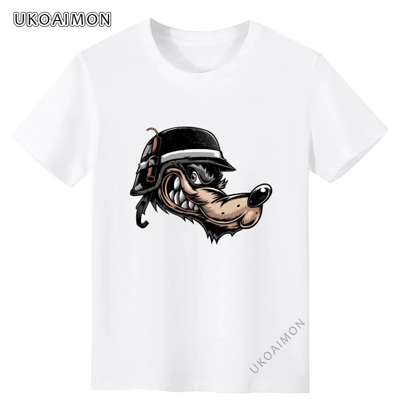 

New Arrival Wolf Teenagers Cotton T Shirts Simple Style O Neck Tee Shirts Retro Funky T-Shirt Youth O-Neck Tees For Men