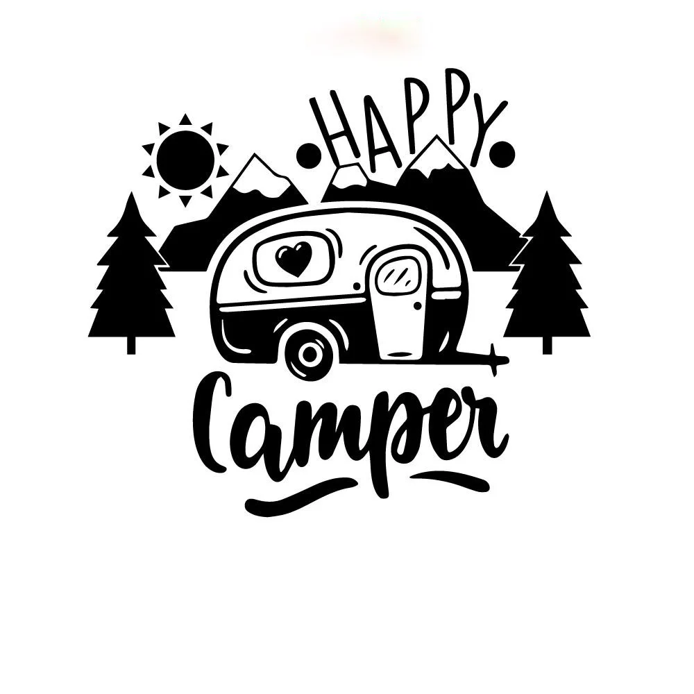 

Fashion Happy Camper Car Sticker For The Decoration Vinyl Stickers To Auto Window Oil Tank Cover Styling KK13*12cm