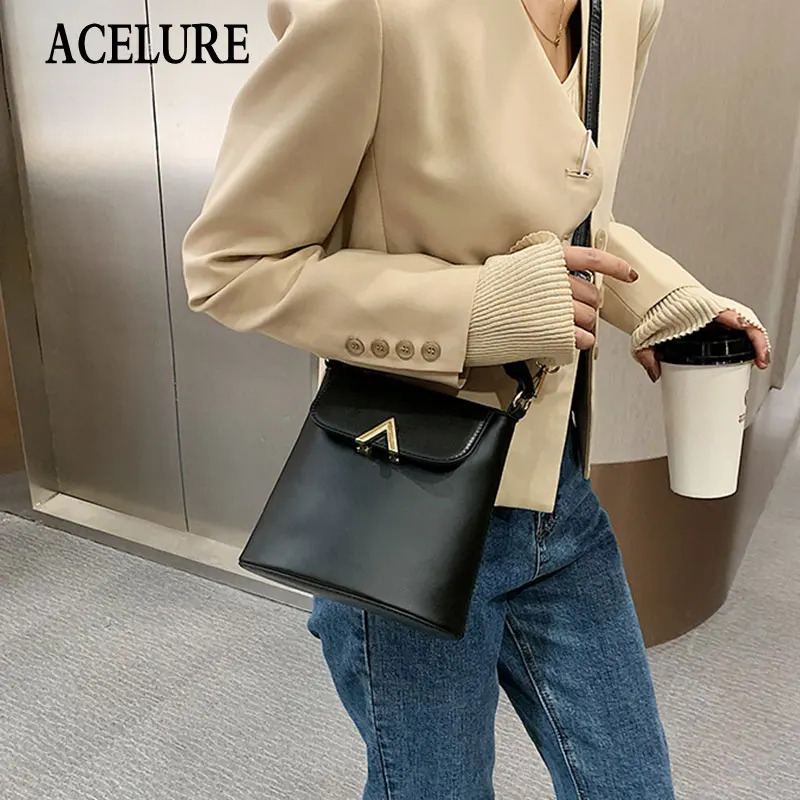 

Женская сумка-Кроссбоди ACELURE, из искусственной кожи, на молнии, однотонная цветная крышка