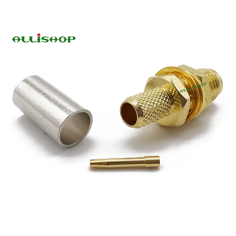 Гнездовой разъем SMA радиочастотный коаксиальный с обжимом гайки для RG58 RG142 LMR195