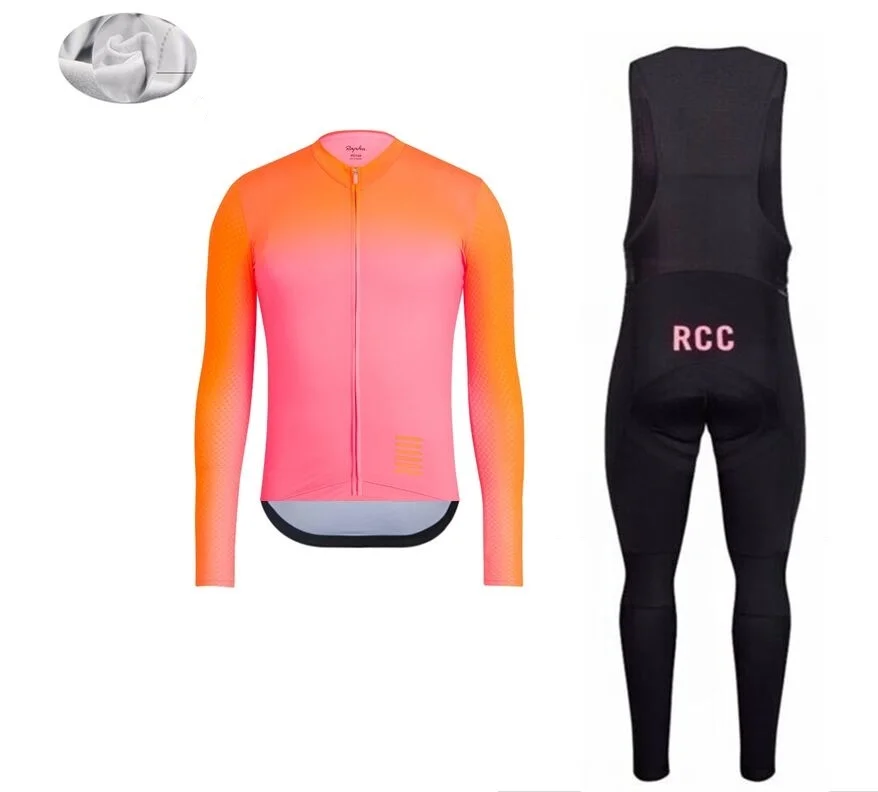 Cycling Sets RCC зимний термальный флис с длинным рукавом Джерси Набор Верховая езда Горный велосипед дышащая верхняя одежда ropa - Цвет: Cycling Sets