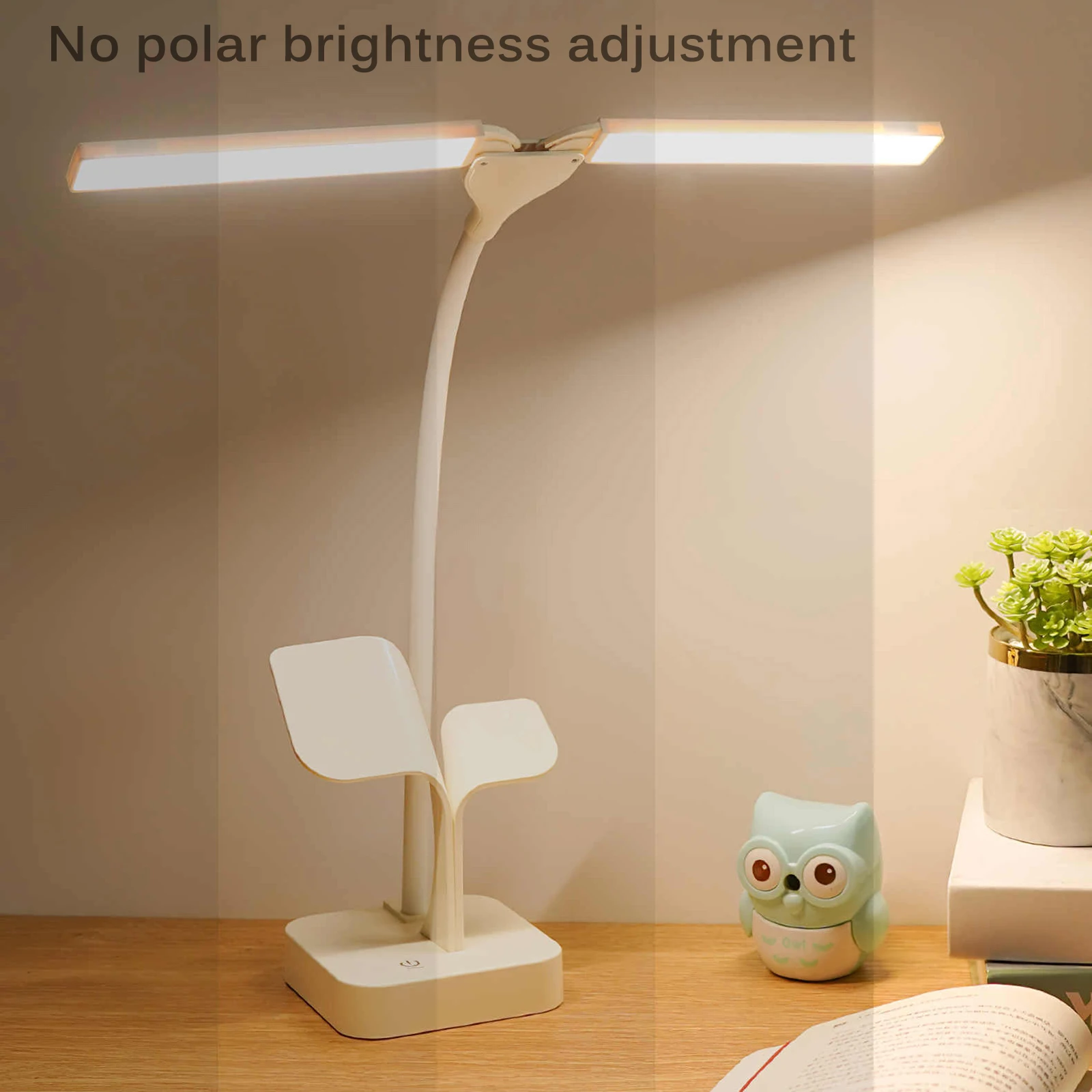 

LED Desk Lamp Double Head USB Charging Stepless Dimming Eye Protection Reading Book Lights Three-Color Switch Table Light