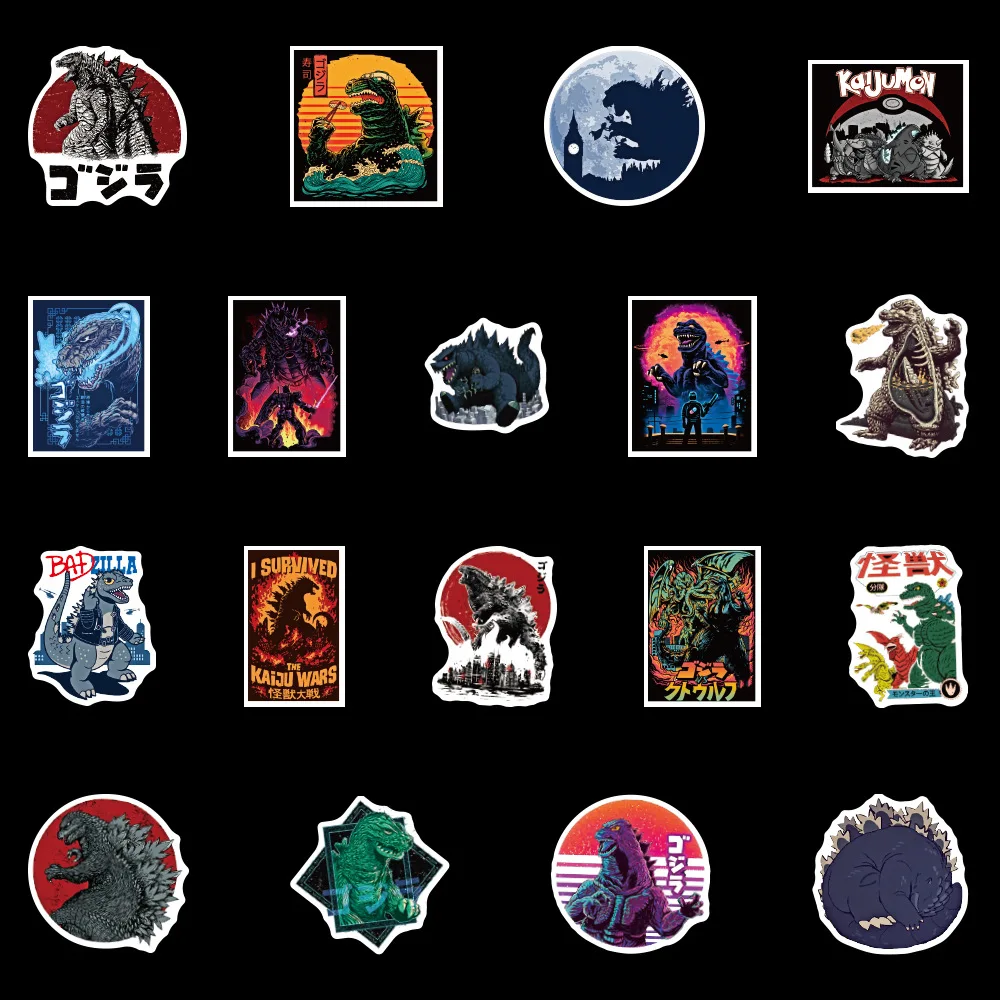 50 штук наклеек Годзилла для ноутбука, гитары, мотоцикла, багажа, скейтборда, велосипеда, водонепроницаемые наклейки для детских игрушек.
