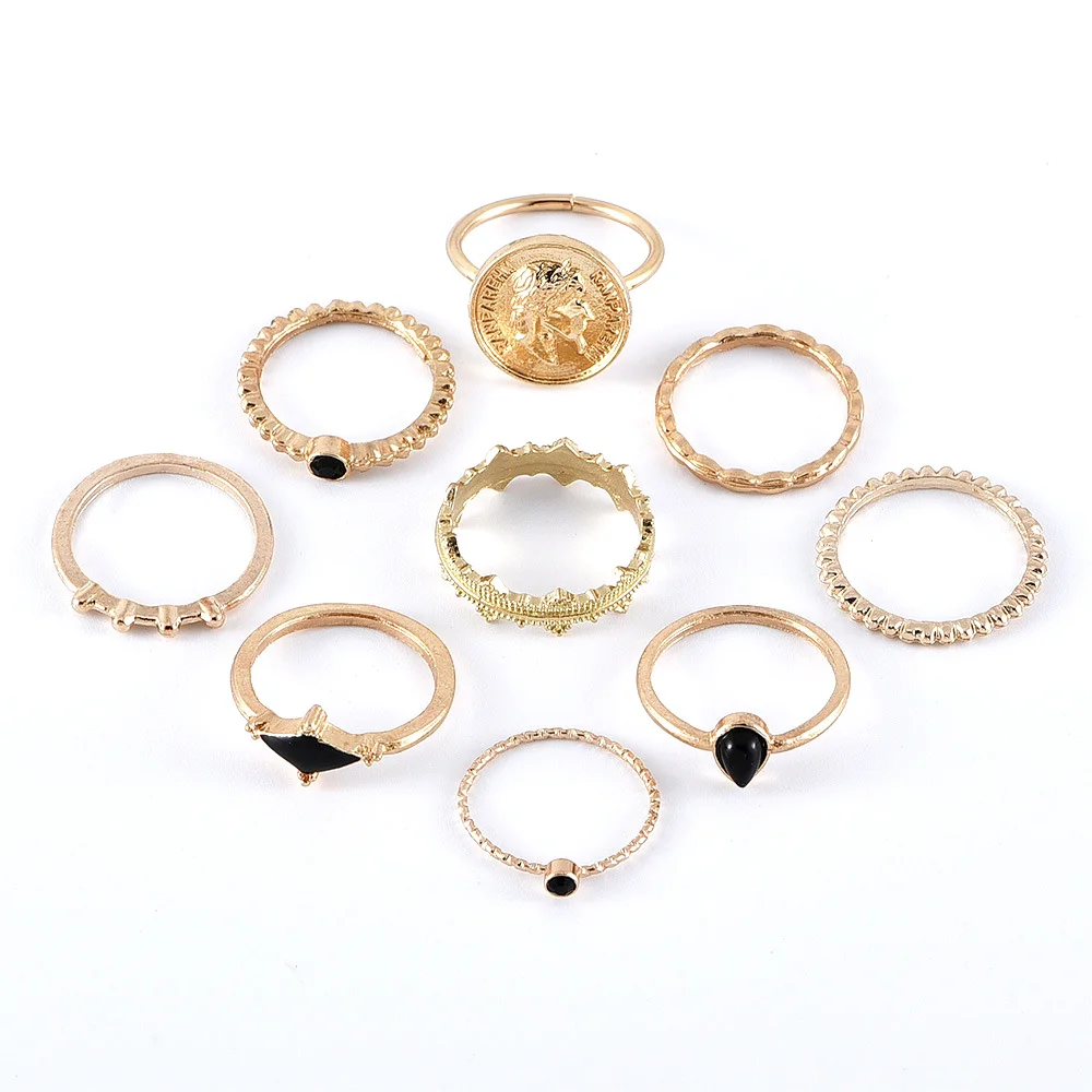 Женский винтажный набор колец с кристаллами геометрическая цепь корона цветок