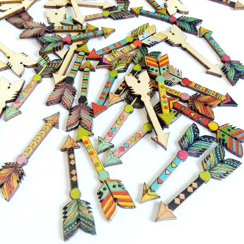 50 шт./упак. смешанные напечатанные пуговицы со стрелками Декоративные