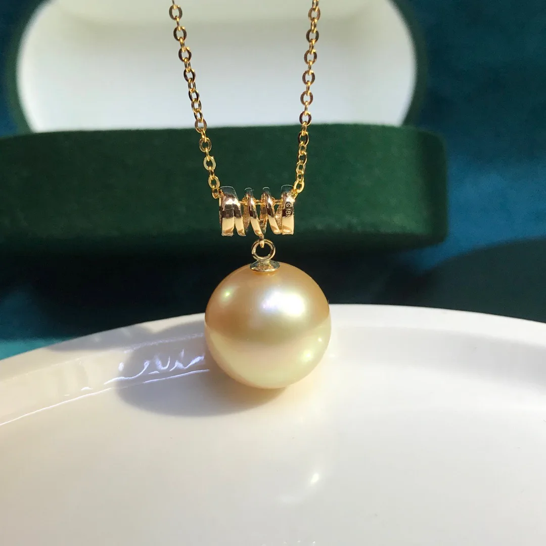 

2021 New Style Design DIY Jewelry Findings making Genuine 18K Yellow Gold Pendants Cap Connectors Accessorie No Pearl No Chain