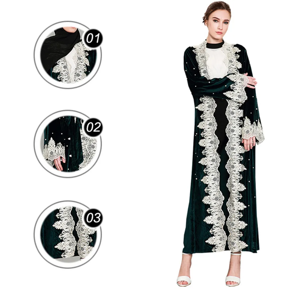 Абая для женщин Дубай мусульманский грот maten dames kleding открытый передний кафтан