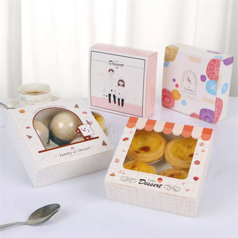 

10 pcs gift box west dessert Packaging Box Fresh Egg Tart Box Disposable Snowflake Pastry Baked Dessert Box Egg Yolk Pastry Box