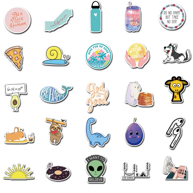 

2020 Fashion Beautiful Stickers Pack For Vsco Girl Pegatina On Laptop Guitar Luggage Skateboard Car Cute Decals Sticker 75PCS