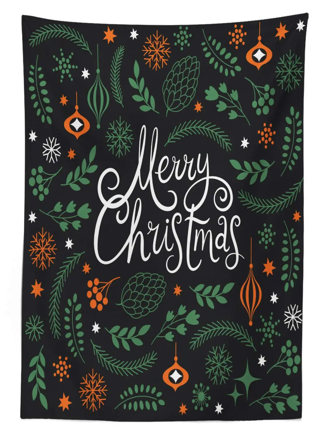 Merry Christmas Tablecloth Xmas Fir Tree Branches Snowflakes and Ornaments Rectangular Table Cover for Dining Room Kitchen Decor | Дом и сад