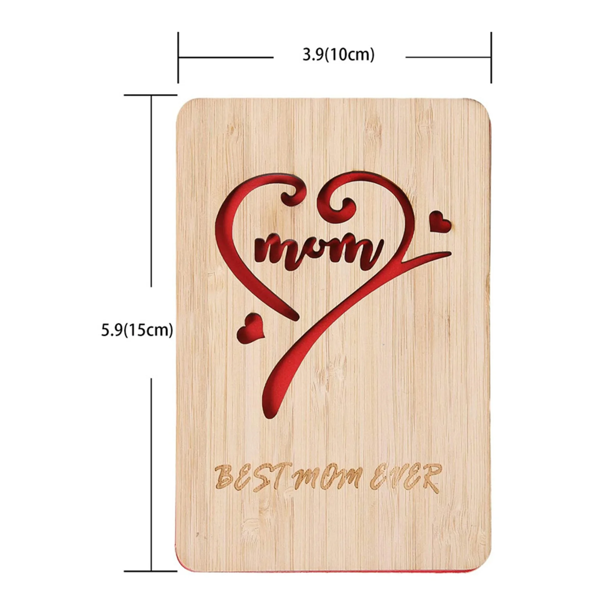 Поздравительная открытка на день матери Деревянная для мамы с конвертом
