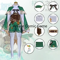 2020 new game genshin impact venti cosplay costume anime project venti cosplay wigs womens cape shirt pants accessories set