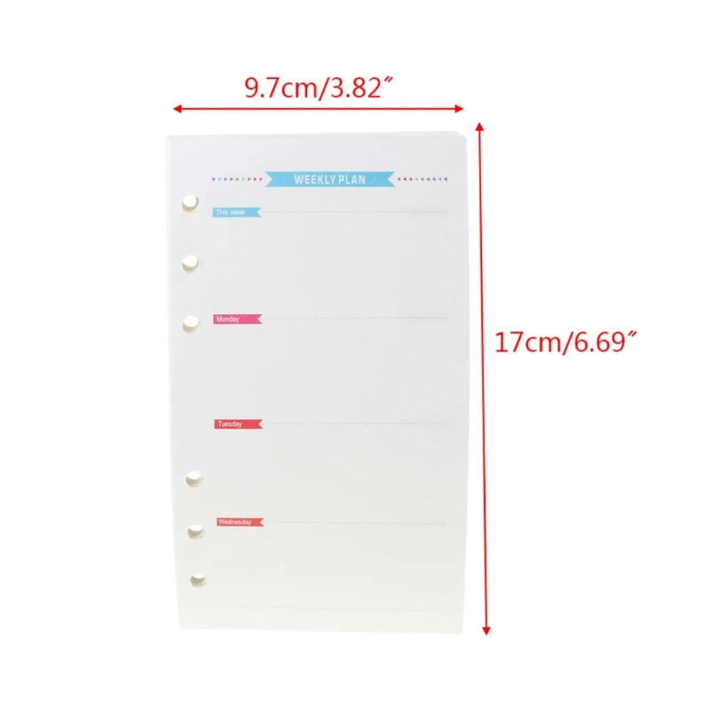 

6 Holes Refill Inner Paper Diary Week Month Planner for A5 Loose Leaf Notebook