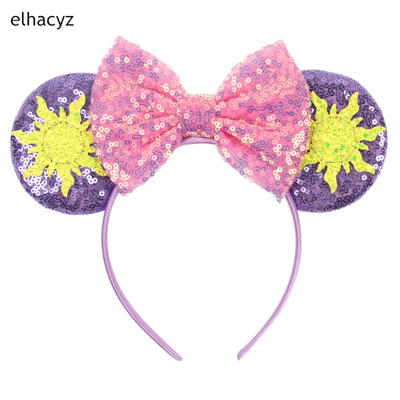 10Pcs Wholesale Popular Sequins Mouse Ears Headband Glitter Hair Bow Girls Women Party Hairband Kids Festival Hair Accessories
