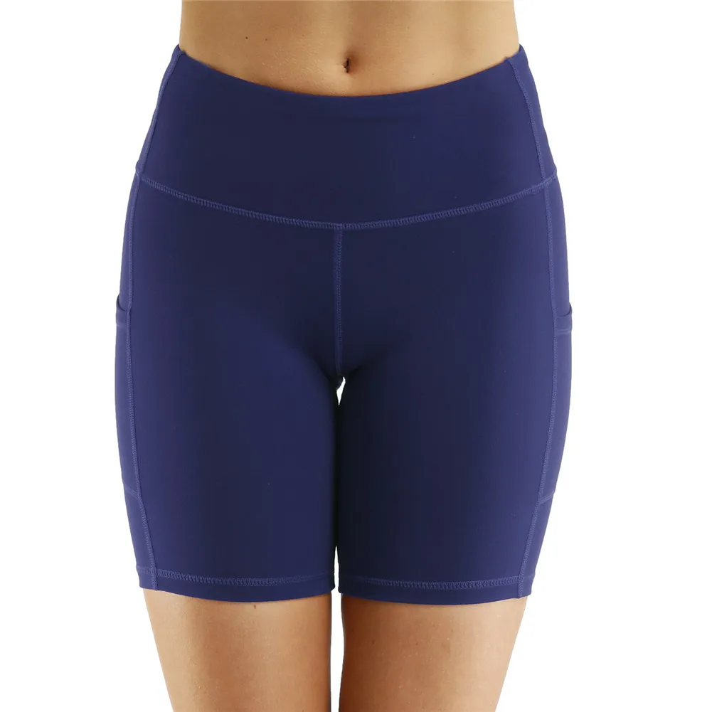 

Женские шорты для йоги с высокой талией, компрессионные шорты для упражнений, бега, велоспорта с боковыми карманами MC889