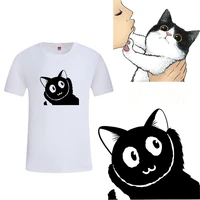 iron on transfer funny black cats heat sensitive patches applique stripes on clothes ironing printing for clothing tops t shirt