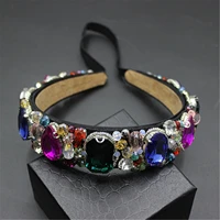 new fashion gem beads vintage women flower baroque good quality hairband luxury crystal gem headband