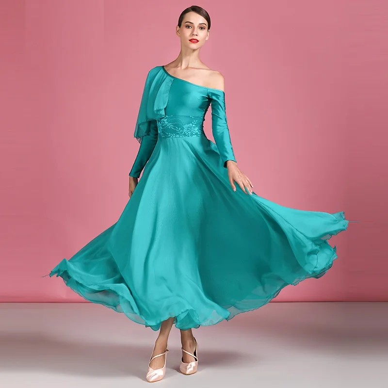 Дешевое бальное платье для бальных танцев розовое шифоновое вальса из плавающей