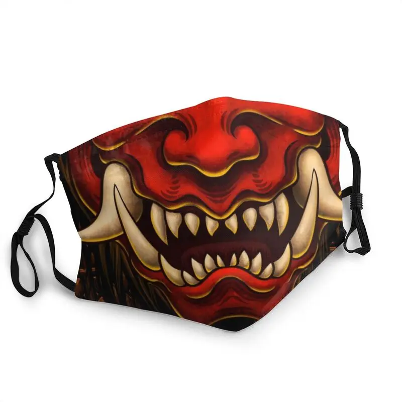 

Japanese Oni Samurai Mask Dustproof Washable Demon Hannya Tattoo Face Mask Protection Cover Unisex Adult Respirator Mouth Muffle