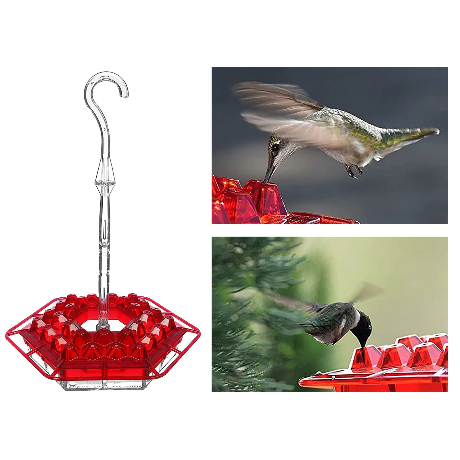 

Transparent Hummingbird Feeder Outside Hexagon Birds Nectar Feeding Station