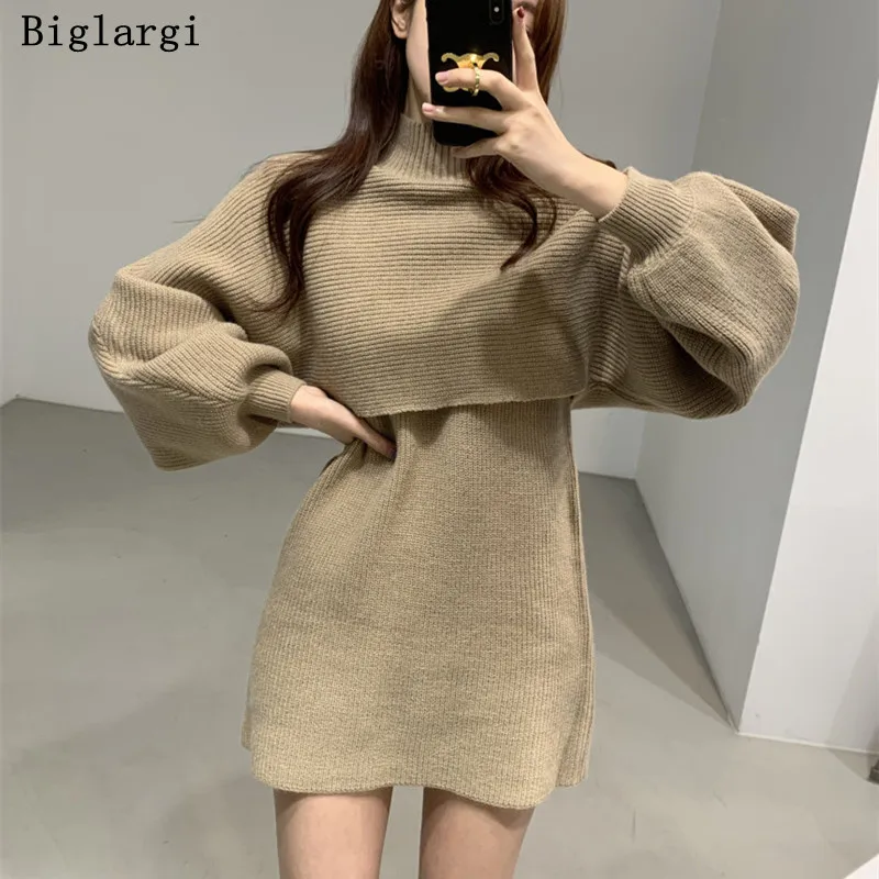 

Вязаный комплект из двух предметов, свитер, платье, пуловер с длинным рукавом, женские свитера, топы, сексуальное винтажное женское платье м...