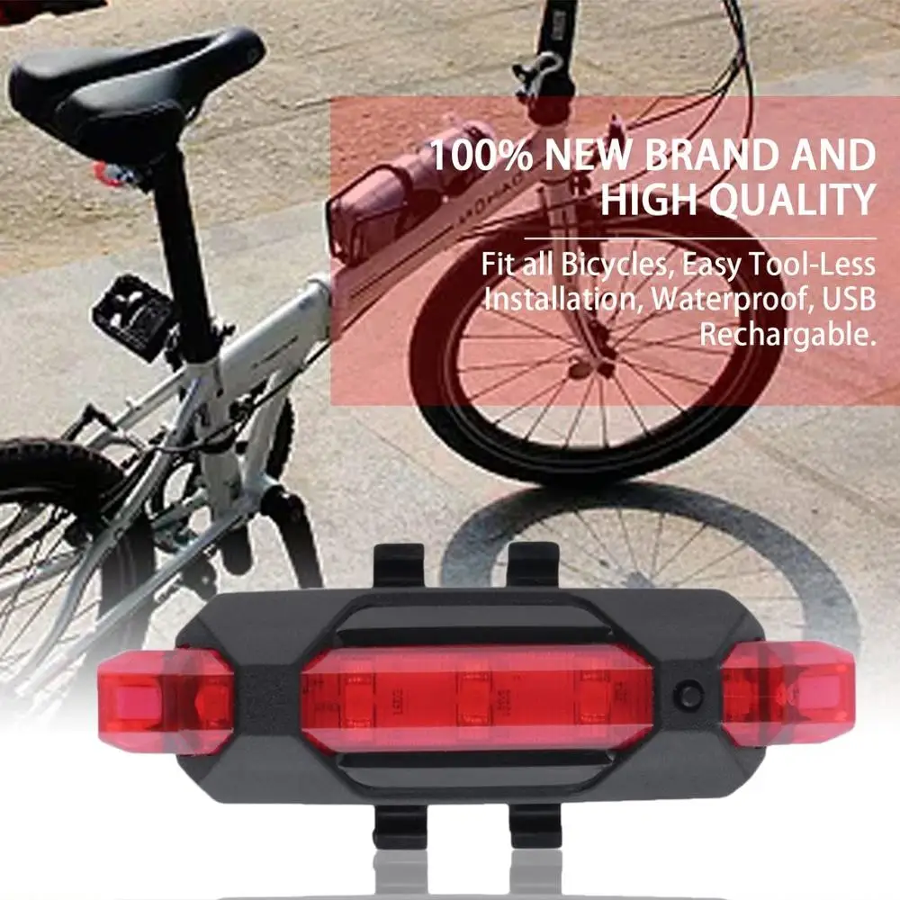 

Bike Bicycle light LED Taillight Rear Tail Safety Warning Cycling Portable Light, USB Style Rechargeable Style
