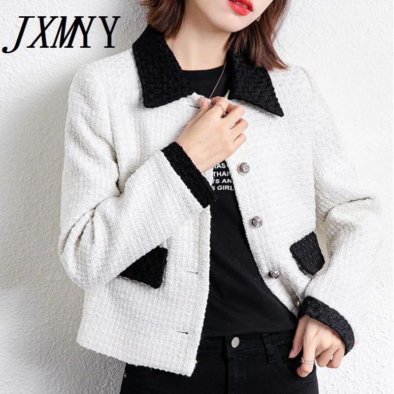 Женская короткая куртка с отложным воротником элегантный пиджак небольшим