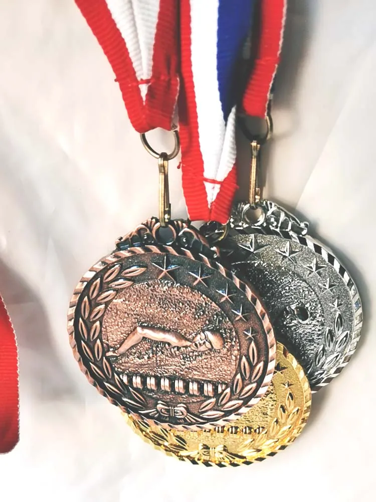 1 шт. медаль для плавания золотого цвета и мягкая эмаль сувениры с цветной лентой