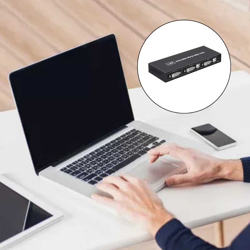 Док-станция KVM DVI 2 в 1 выход USB-переключатель хаб для совместного использования